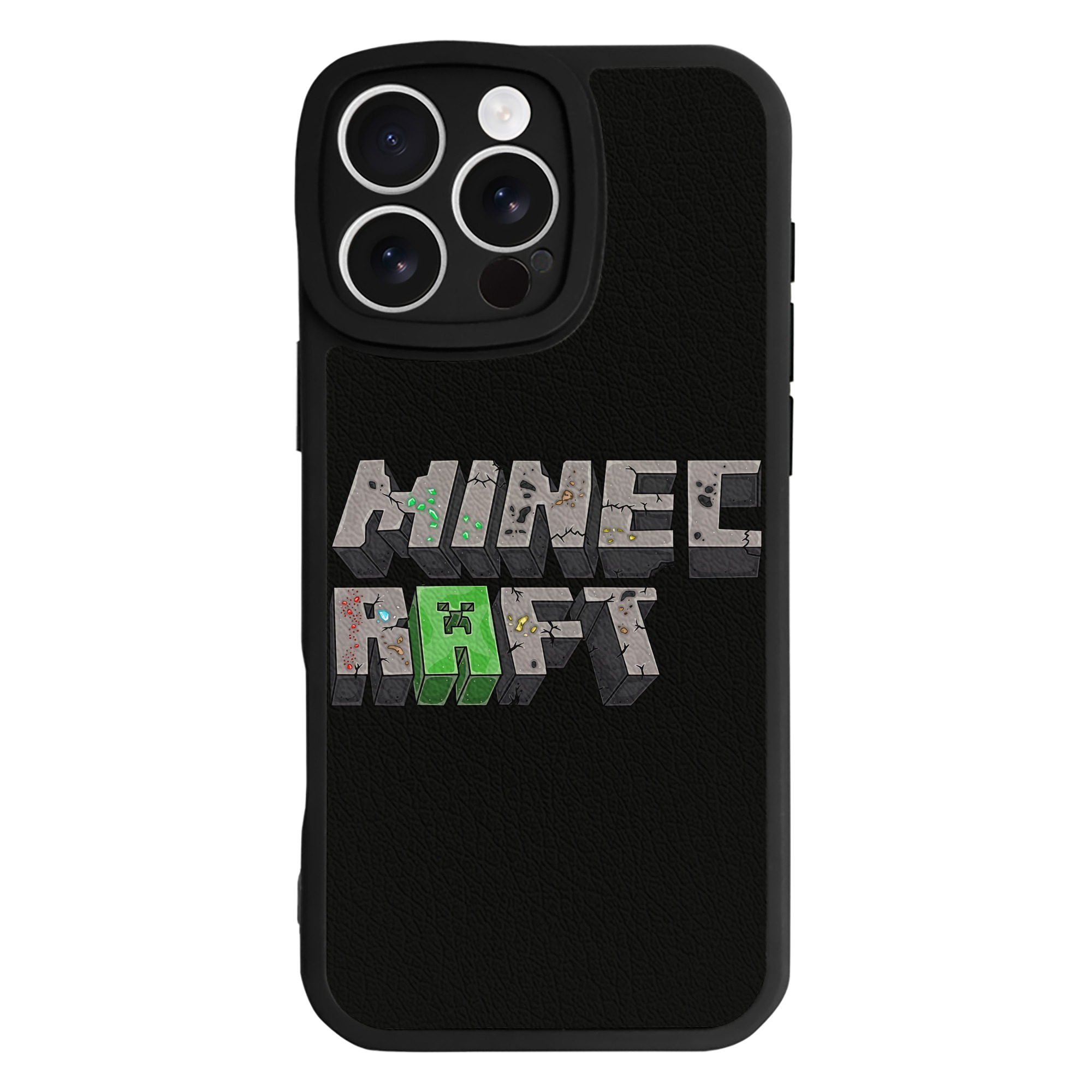 （画像用） マインクラフト ブロックの世界 Minecraft MC Block world 【iPhone 16シリーズ対応】シリコンスマホケース（レザー調） 材質：シリコン